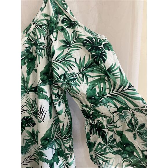 Solitaire swim white cold shoulder tunic cover-up, women Large Green‎ White - Picture 2 of 6